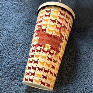 Cat Patterned Tumbler - Red, Yellow, Cream